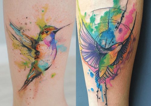 Лучшая акварельная татуировка колибри